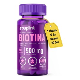Biotina Y Colágeno Hidrolizado 500 Mg 60 Cápsulas Sabor Sin sabor