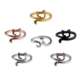 GroveEss 6 PCS Crochet Knitting Loops,Durable Cute Cat Yarn Tension Ring Set,Crochet Ring Yarn Guide Finger Holder DIY Crafts Accessories Gifts for Mother Grandma Knitting Supplies