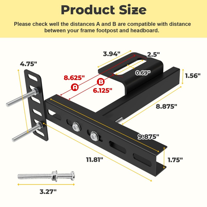 Headboard Brackets for Metal Bed Frame, Universal Adjustable Brackets for