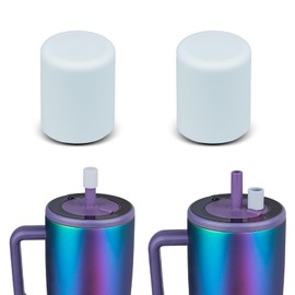 TERPINK 2 Pack Magnetic Straw Caps Compatible with BrüMate All Era and Resa Tumblers, Silicone Straw Caps Toppers Compatible with Brumate Accessories, Covers Protectors BPA Free (Light Blue)