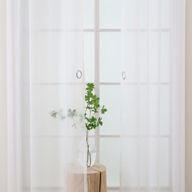 L.Z.E White Voile Curtains for Living Room 84 Inch Drop Sheer White Curtains & Drapes for Bedroom 213 cm Long Transparent Voile Window Sheers with Tiebacks Eyelet 2 Panels Set (LZE2201WI84-UK)