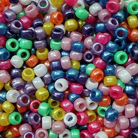BeadExplosion Pony Beads Rainbow Pearl Mix Crow Beads Made in USA 6x9mm Large Hole, Green (B07840)