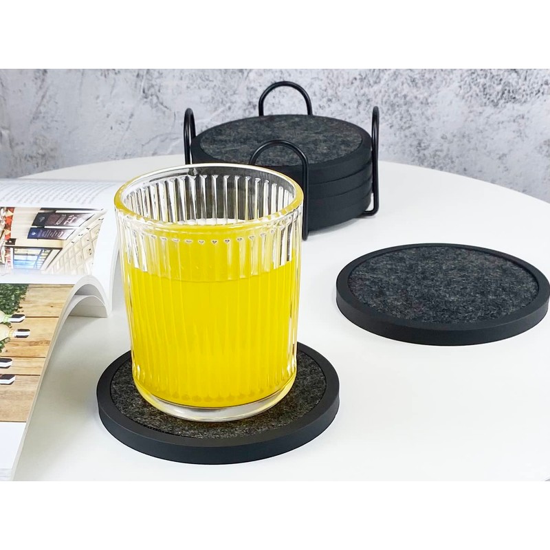 Absorbent Coasters for Drinks with Holder - 6packs, Silicone Coaster