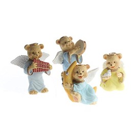 Group of 12 Assorted Resin Painted Angel Bear Figurines for Gifting, Favors, and Collecting