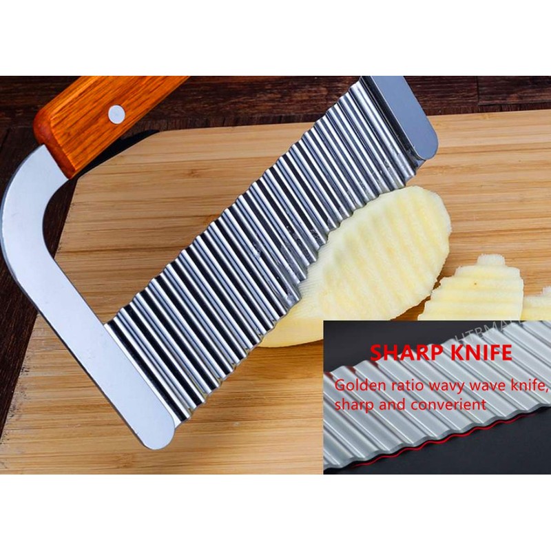 HTBMALL Crinkle Cutter, French Fry Cutter for Potatoes, Upgraded Stainless