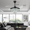 42" Retractable Ceiling Fan Light & Bluetooth Speaker Dimmable LED