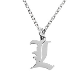 Elefezar Old English Initial Pendant Necklace Letter L Womens Gifts
