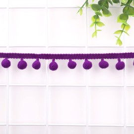 5 Yards 12 mm Pompoms Border for Crafts, Decorative Ribbon with Pompoms Balls Pom Poms Fringe Trim Decorative Ribbon Decorative Border Sewing Accessories for DIY Crafts Apparel Clothing, Costumes,