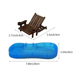 JOINPAYA 2 Sets Doll House Beach Chair Suits: Mini Swimming Circle Beach Chair Mini Swimming Pool for Dollhouse Decor