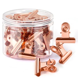 GOOLADA 36Pack Push Pins Clips Rose Gold Bulldog Clips with Thumb Tacks Metal Push Pin Clothes Pins for Cork Board Bulletin Board Wall