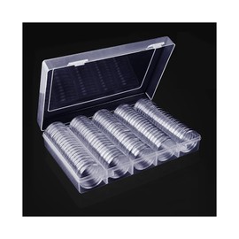 100 Pieces Coin Capsules, Round Plastic Holder Case Coin Container Case with Storage Organizer Box for Coin Collection Supplies ( 30mm )