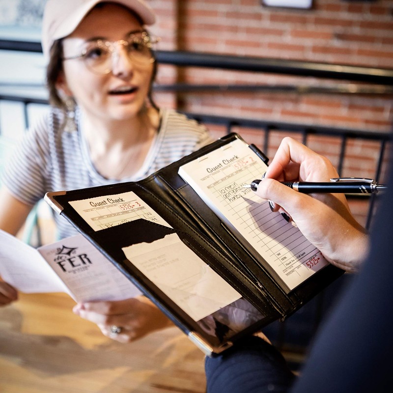 Brinero Professional Server Books for Waitress,Grain Pattern, Better Zipper Pocket,