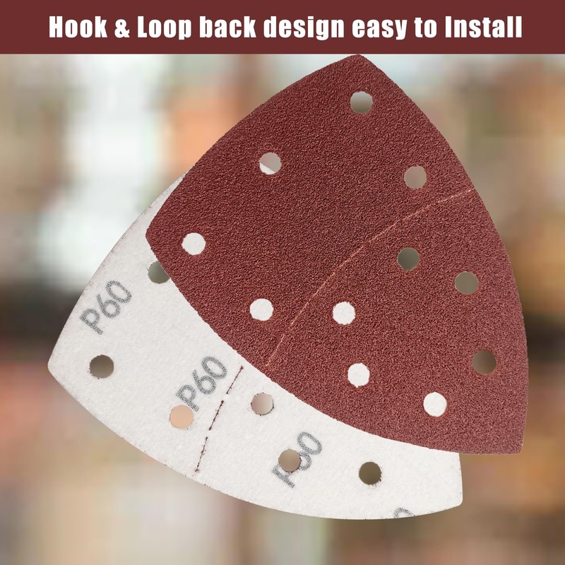 50 pcs Mouse Sander Pads 11- Hole 60 Grits Mouse