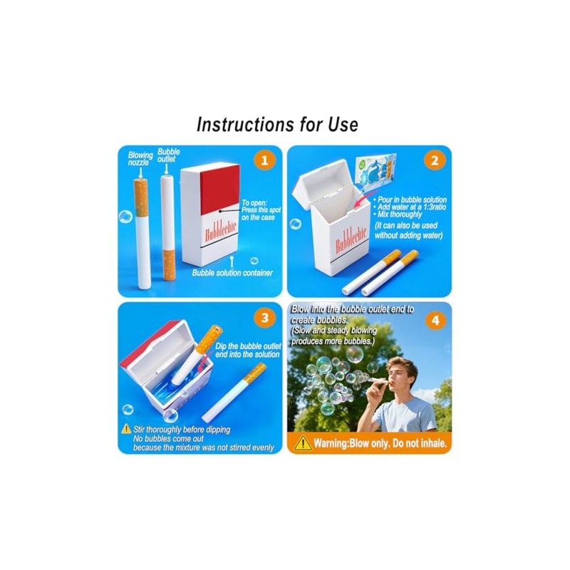 Bubble Cigarette Pack – Realistic Fake Cigarette Bubble Blower, Mini