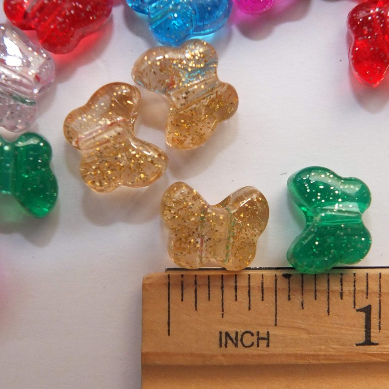 Butterfly Beads Glitter Sparkle Large Hole Multi Mix Made in