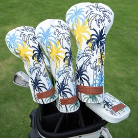 Golf Club Headcover Coconut Tree Goblet Golf Headcover Golf Wood Cover Aliennana Driver Cover (DR) Fairway Wood (FW), Utility (UT) (Driver(1pcs)) Made of Premium Embroidery PU Leather (Utility (1