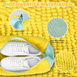 Shoe Wash Bags Washing Machine, Shoe Wash Bag with Zip, Multi Laundry Bag with 360° Cleaning Fluff, Self-Cleaning Shoes Wash Bag for Washing Machine and Dryer, Pack of 2 (Yellow)