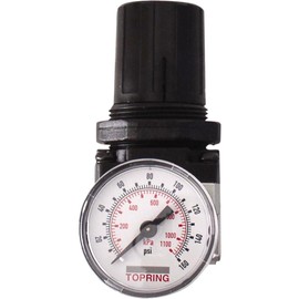 TOPRING 51.240 Airflo 200 5-125 PSI, 1/4 in. Compresed Air Regulator with Pressure Gauge, Series 51