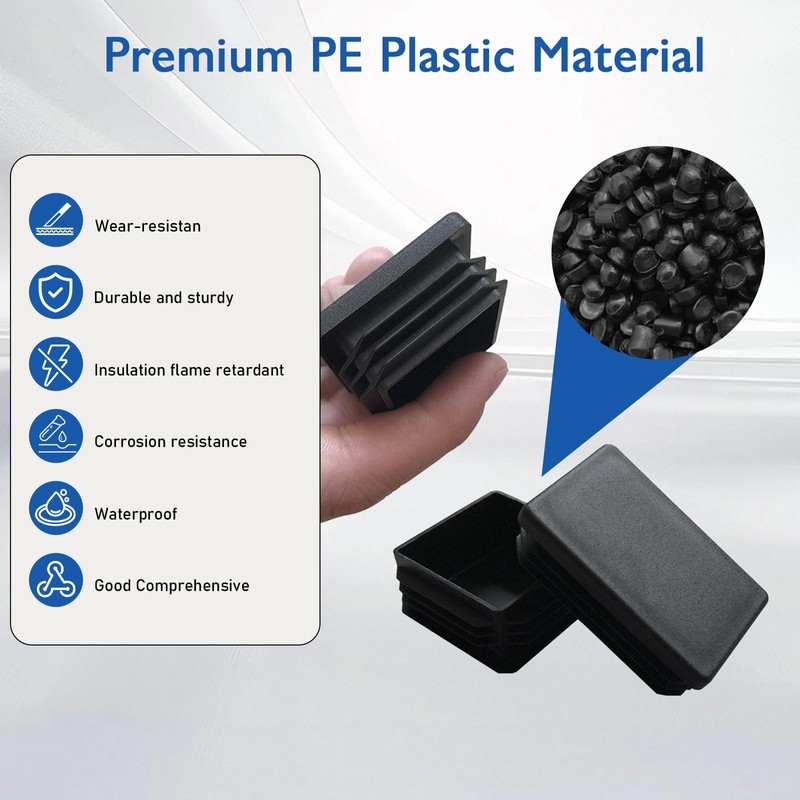 BOPOREAE 4 Pack 1"x 2" Rectangular Tube End Cap Plastic