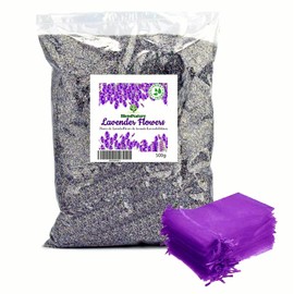 BlendNature Natural Dried Lavender Flowers 500g Potpourri Sachet - Includes 10 Sachets for Aromatherapy