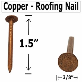 Antique Hardware Depot – 1.5 Inch – Pure Copper Nails for Roofing, Flashing, Finish & Boat – 1.5” (38mm) Long – 3/8” nail head – Quality Solid Copper Clavos nail – Package Quantity (50)