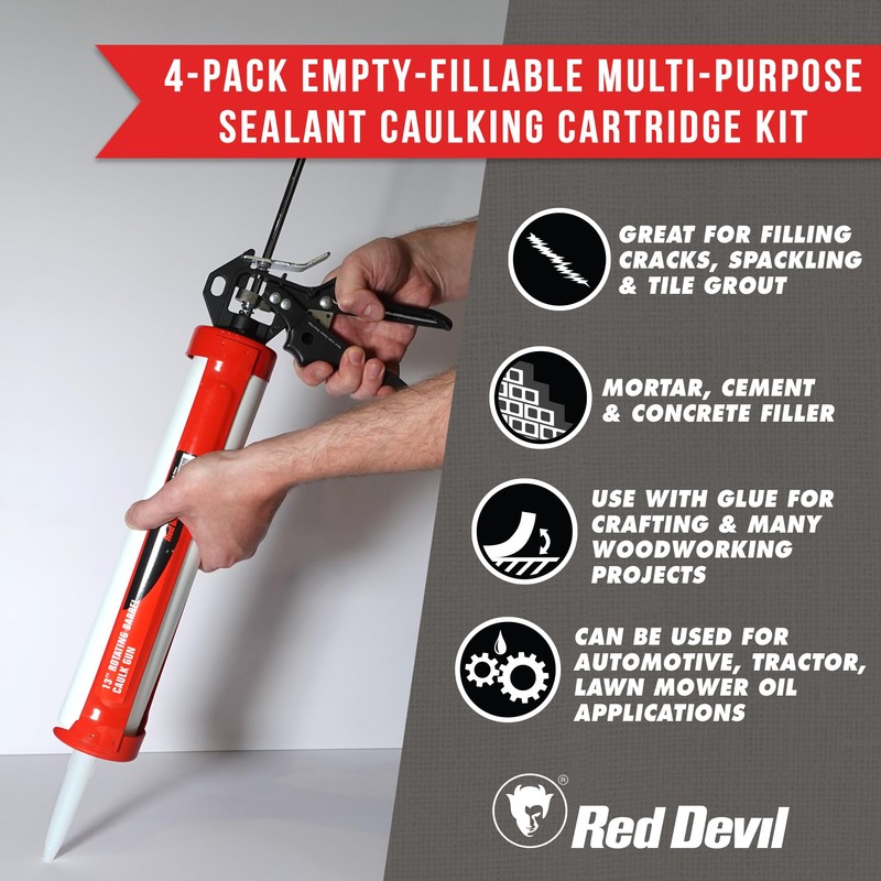 Red Devil 1029 900ML Empty Caulk Tube, 30 oz. Reusable