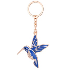 NOUMANDA 3 Colors Lovely Animal Hummingbird Key Chain Ring With Flower Keychain for Bag Women Girl (rose gold)