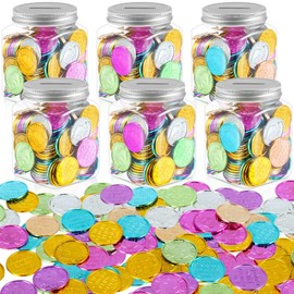 Roowest 306 Pieces Reward Jars for Kids Coin Jar Tokens for Kids Behavior 6 Classroom Reward Jar Plastic Coin Jar 300 Behavior Tokens for Classroom School Teacher Teaching Supplies(25 Oz)