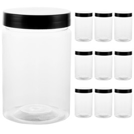 FWEEK Set of 10 Storage Jars, BPA-Free, 300 ml Storage Jars Set, Airtight Plastic Container with Lid, Plastic Storage Jars for Kitchen, Home, Food, Spice, Cosmetic