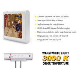 Plug in Dimmable LED Night Light with Dusk to Dawn Auto Sensor, Adjustable Brightness, Warm Light, Auto On/Off Nightlight for Bathroom, Hallway, Nursery, Bedrooms - Klimt: Sea Serpents IV