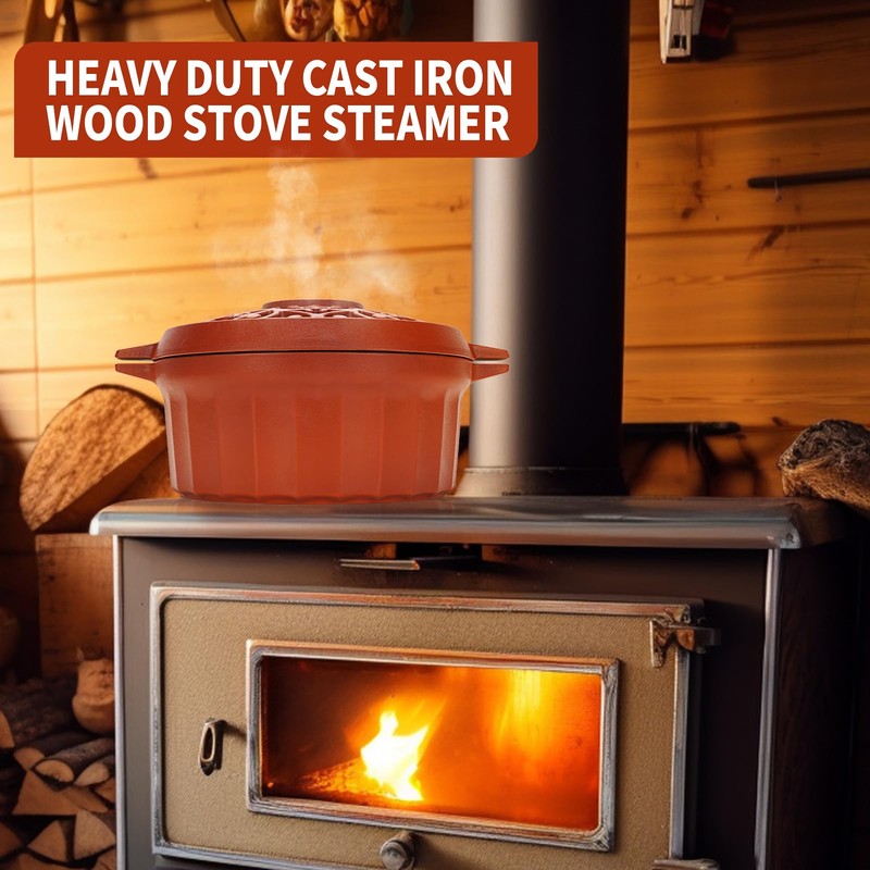 1MORE Wood Stove Steamer- Wood Stove Humidifier Cast Iron with