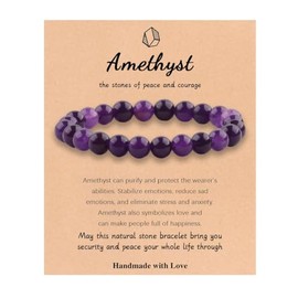 Healing Crystal Bracelet for Women Men,Relief Anxiety Yoga Bracelet, 8 mm Natural Stone Citrine Jade Beaded Stretch Bracelets,Semi-Precious Gemstones Energy Bracelet Inspirational Jewelry, 6.8 inches,