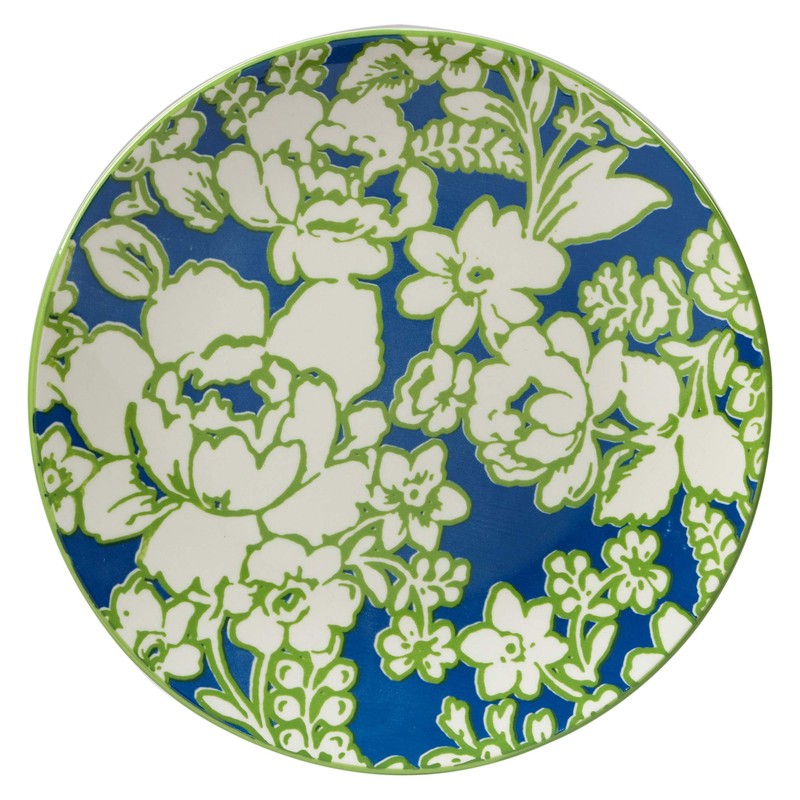 Damask Floral 8.5" Porcelain Salad & Dessert Plates, Set of