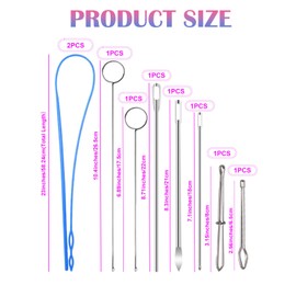 Drawstring Threader Set,9Pcs Drawstring Threader Tool Flexible Drawstring Threaders,Stainless Steel Drawstring Threader,Bodkin DIY Rope Threader Clip,Loop Turner String Threader for Hoodie,Pants