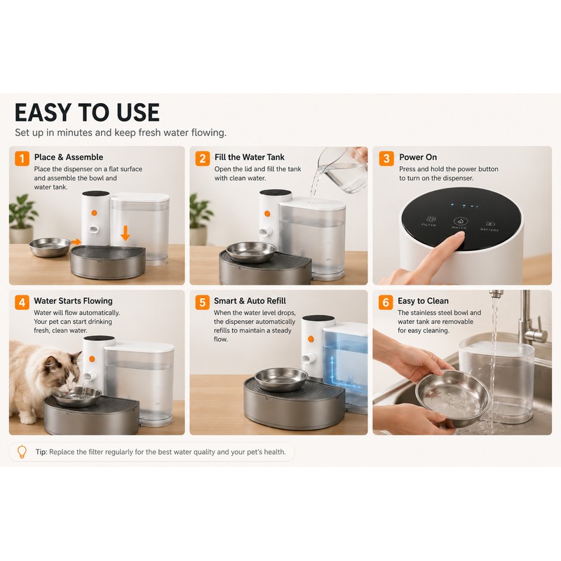 New Stainless Steel Bowl Pet Intelligent Peering Water Dispenser Automatic