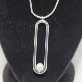 Illuminata silver pendant necklace with pearl bead NWT