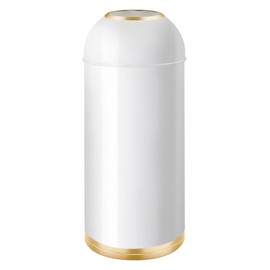 Huaqinglian 35L/9 Gallon White Gold Stainless Steel Commercial/Kitchen Trash Can, Round Open Top Waste Bin Garbage Bin for Home Office Restaurant (White Gold, 9gallon)
