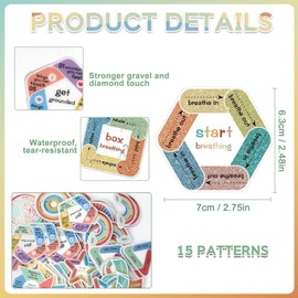 45-Pack Calming Sensory Stickers for Anxiety Relief – Textured Fidget Strips for Kids & Adults, 15 Unique Designs (3 Each), Waterproof Classroom Therapy Tool