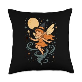 Fairy Witch with Moon Throw Pillow