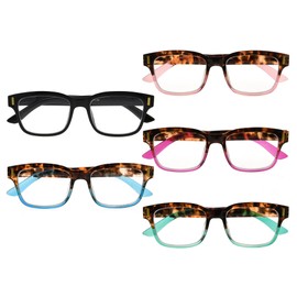 Eyekepper Stylish Reading Glasses for Women 5-Pack Mixed Color + 4.0