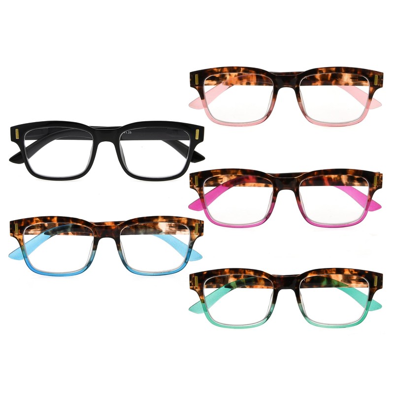Eyekepper Stylish Reading Glasses for Women 5-Pack Mixed Color +