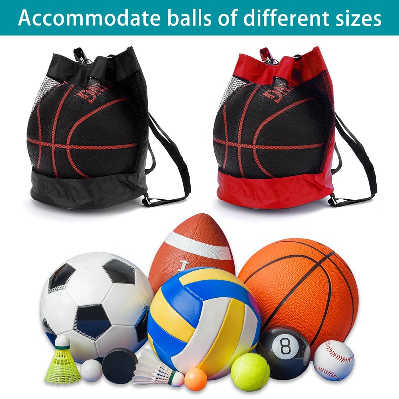 DHSWNNG Pack of 2 Basketball Bag, Ball Net 1 Ball,