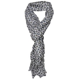 TigerTie Crashed Silk Scarf in Grey Dark Green Petrol Yellow Patterned 100% Silk 180 x 50 cm, Grey Dark Green Petrol Yellow