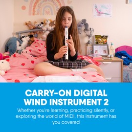 Carry-on Digital Wind Instrument 2 - Lightweight and Rechargeable - 10 Instrument Voices - Built-In Speaker and Bluetooth Connectivity for Performances and Practice Anywhere - White