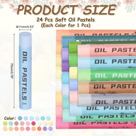 sourcing map Soft Oil Pastels, Oil Pastel Crayons Vibrant Color Blendable Art Supplies for Painting Drawing Blending Painting Artists Beginners Professional(24 Colors, Pack of 24)