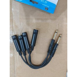 HOSONGIN 1/4" TS Male to Dual 1/4" TS Female Y Splitter Cable（2-Pack）, Gold-Plated Connectors, Noise-Free Audio Cable for HiFi System, Speakers, Guitar - 0.6Ft（7.8 inch）