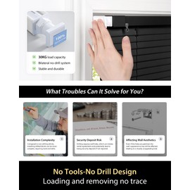 UNISHADES No Tools No Drill Cordless Mini Blinds, 100% Privacy L - Shaped Blades 1" Vinyl Blinds for Indoor Windows, for Window Size 27" W × 64" H - Black Actual Received Dimensions 26 5/8" W× 64" H