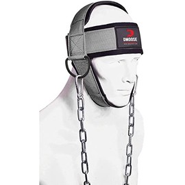 DMoose Neck Harness for Weight Training, Neck Exerciser for Neck Workout Equipment Gym, Neck Trainer with Adjustable Long Steel Chain and Strap, Neoprene Support Head Harness, Improve Muscle Strength