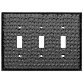 Monarch Abode 3-Gang Toggle Wall Plate, Hand Hammered Metal Switch Wall Plate, Decorative Light Switch Cover Plate for Electrical Outlet, Matte Black