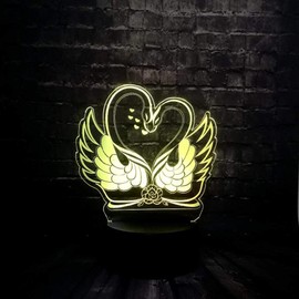 Romantic Swan Kiss: 3D Illusion Night Lamp for a Dreamy Ambiance - Add a touch of romance to your room with this 3D illusion night lamp. Featuring a stunning double swan design, the lamp creates a dreamy ambiance that's perfect for lovers. With touch con